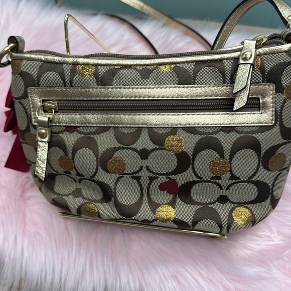 Coach Brown and Gold Fall Crossbody Bag with Red Accent - Picture 4 of 9